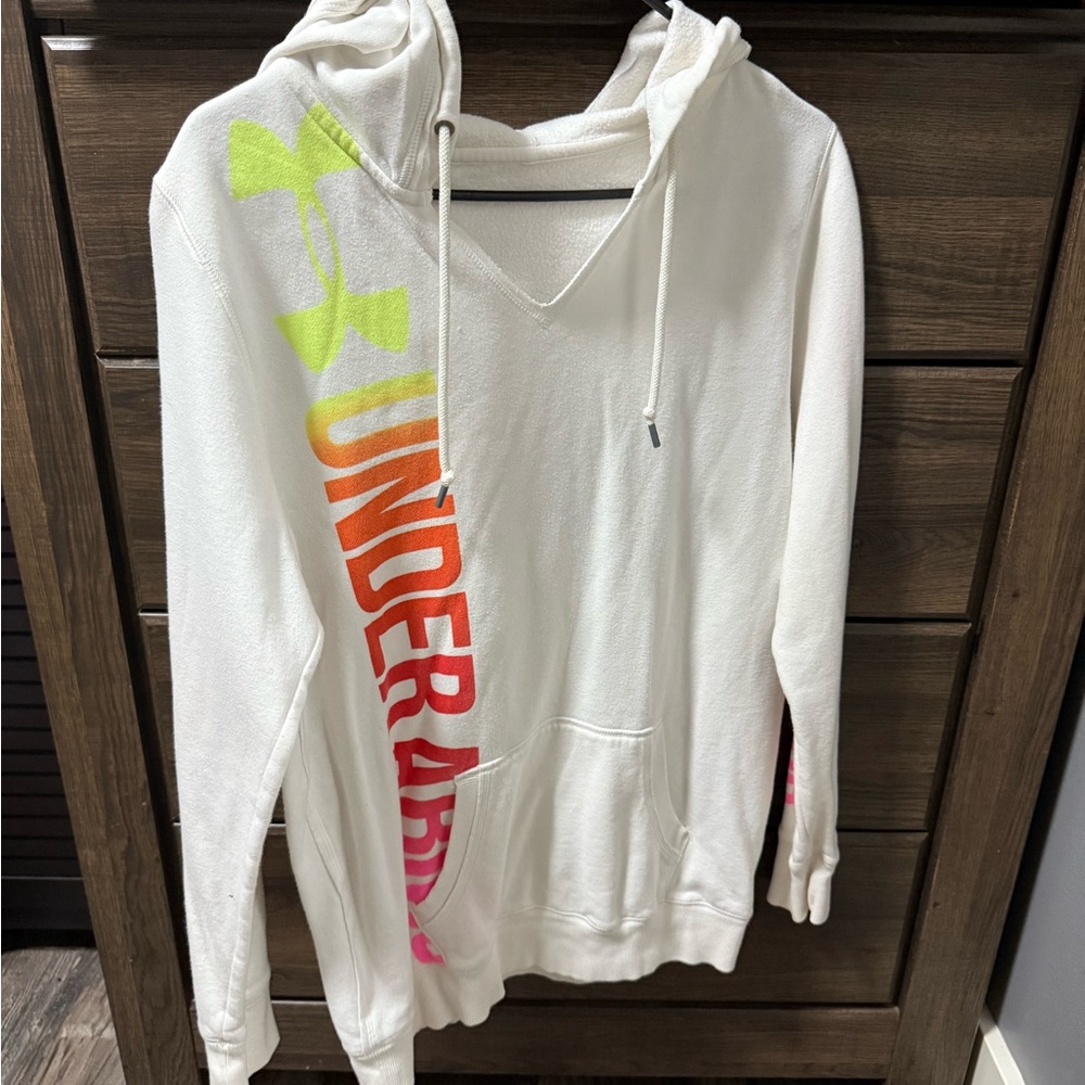 Under Armour White Hoodie with Vibrant Logo